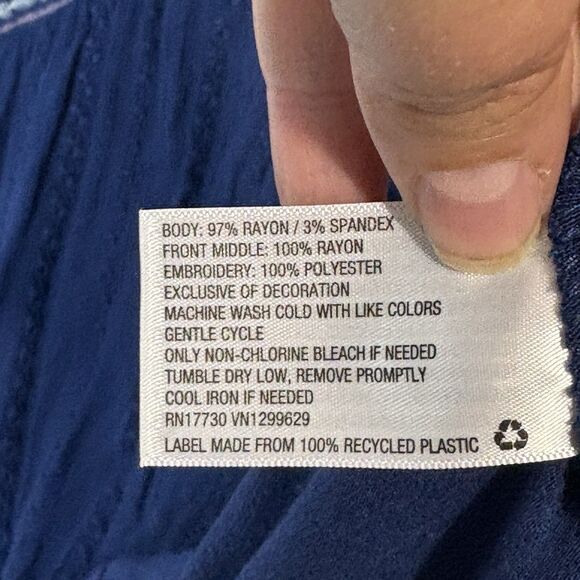 KNOX ROSE Short Flutter Sleeve Tunic Top Bohemian Flowy 2X Blue Boho Embroidered - Picture 6 of 7